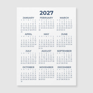 Eleganter Einfacher Marineblauer Magnetkalender 20 Magnetkarte