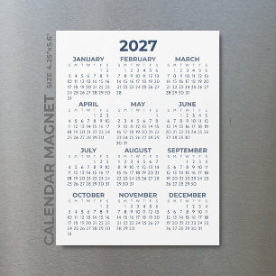 Eleganter Einfacher Marineblauer Magnetkalender 20 Magnetkarte
