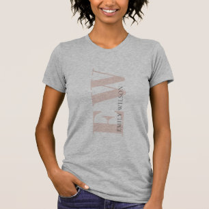 Eleganter einfacher Minimal Blush Gray Monogram T  T-Shirt