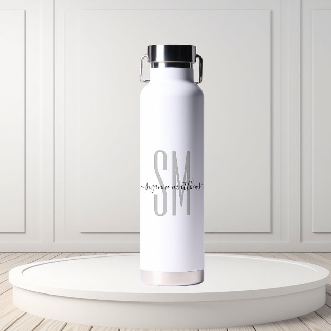 Eleganter einfacher Monogrammname Personalisiert Trinkflasche (Von Creator hochgeladen)