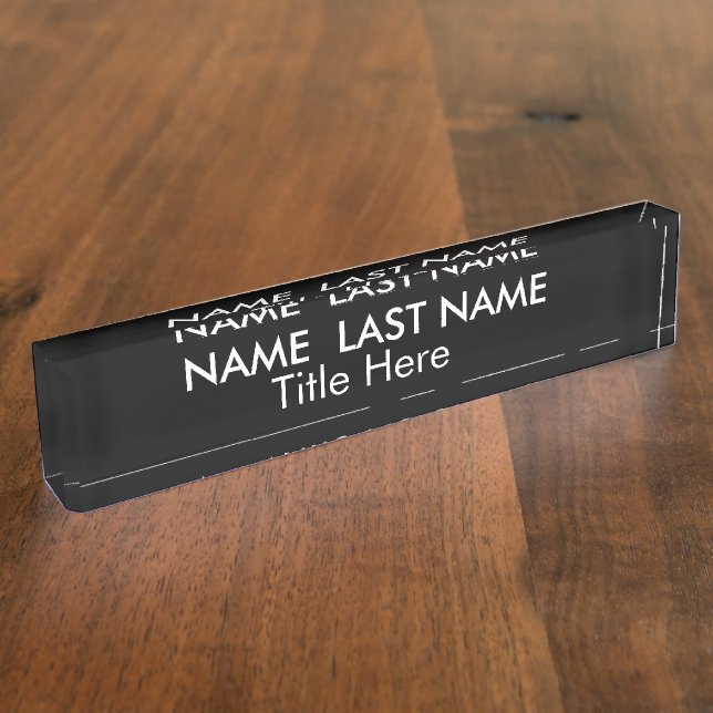 Eleganter einfacher Navy-Schwarzer maßgefertigter  Namensplakette (Seite)
