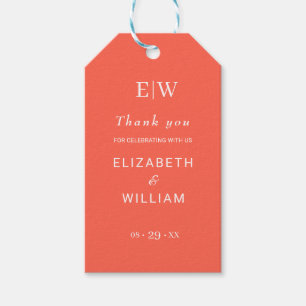 Eleganter einfacher Neon Flare mit Monogram Weddin Geschenkanhänger