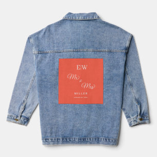 Eleganter einfacher Neon Flare mit Monogram Weddin Jeansjacke
