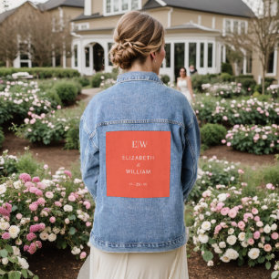Eleganter einfacher Neon Flare mit Monogram Weddin Jeansjacke