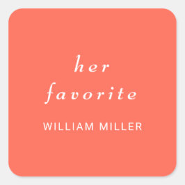 Eleganter einfacher Neon Flare mit Monogram Weddin Quadratischer Aufkleber