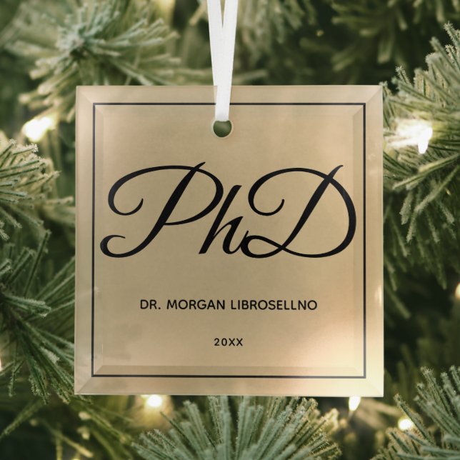 Eleganter, einfacher PhD-Abschluss Ornament Aus Glas (Insitu)