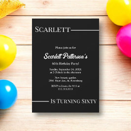 Eleganter, einfacher Schwarz-Weiß-Geburtstag Einladung