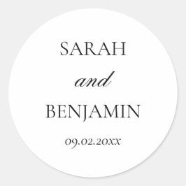 Eleganter einfacher Schwarz-Weiß-Hochzeitsumschlag Runder Aufkleber