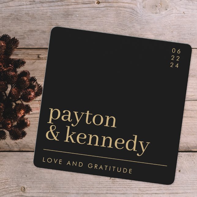 Eleganter einfacher, stilvoller Schwarz-Gold-Chic- Dankeskarte (Von Creator hochgeladen)