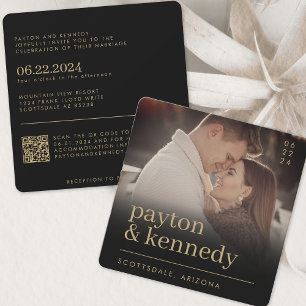 Eleganter einfacher, stilvoller Schwarz-Gold-Chic- Einladung