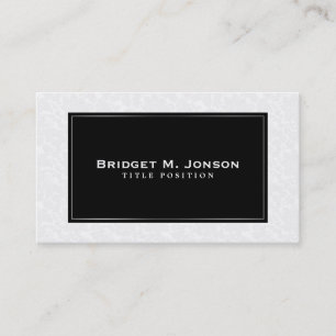 Eleganter einfacher weißer Damast und schwarzer Ra Visitenkarte