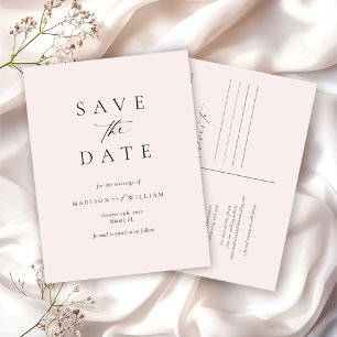 Eleganter Einfaches Erröten Save the Date Postkarte