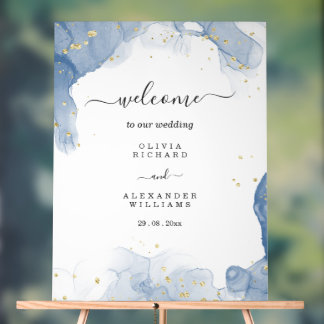 Eleganter Einladungs-Blauer und Gold-Minimal für H Acrylschild