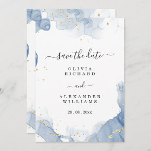 Eleganter Einladungs-Blauer und Gold-Minimal für H Save The Date