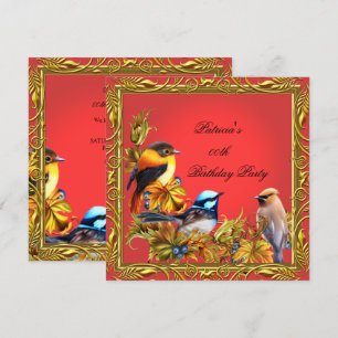 Eleganter Eisvogel Vogel Rot Gold Geburtstagsfeier Einladung