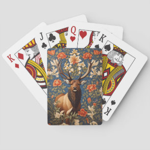 Eleganter Elch William Morris inspiriertes Florald Spielkarten