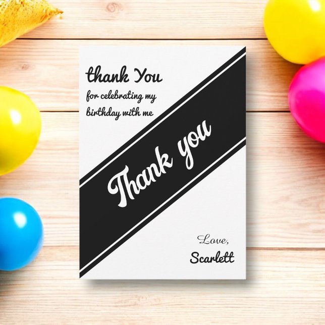 Eleganter, eleganter Schwarz-Weiß-Geburtstag Dankeskarte (Von Creator hochgeladen)