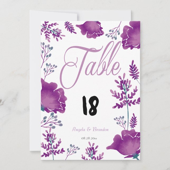 Eleganter, eleganter Watercolor Lila Plum Royal Ta Einladung (Vorderseite)