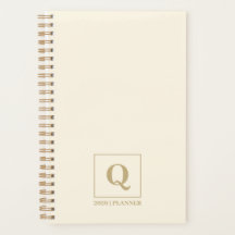 Eleganter Elfenbein-Monogramm-Planer | Individuell