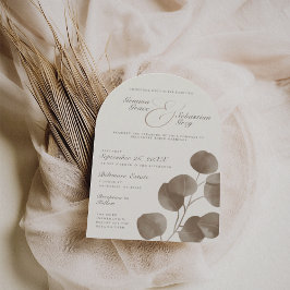 Eleganter Elfenbeinbein & Ash Fall Botanischer Hoc Einladung