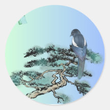 Eleganter Elster-Vogel-Bonsai-Ästhetik-Aufkleber 