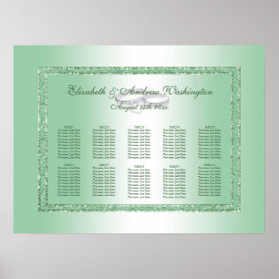 Eleganter Emerald Glitzer & Silver Wedding Rings Poster