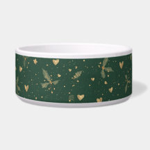 Eleganter Emerald & Gold Dog Bowl - Classy Holiday