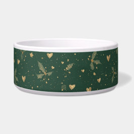Eleganter Emerald & Gold Dog Bowl - Classy Holiday Napf