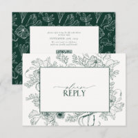 Eleganter Emerald Green Floral Wedding QR Code