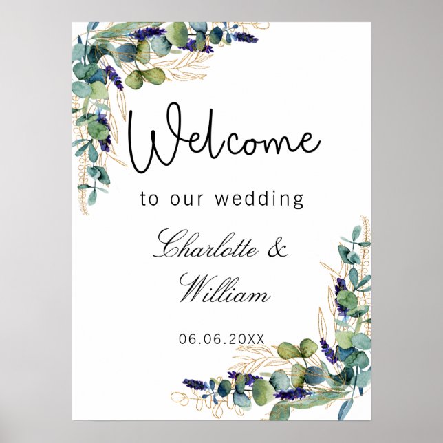 Eleganter Empfang durch Eukalyptus Wedding Poster (Vorne)