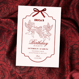 Eleganter Engel Cupid Musik Geburtstag Einladung