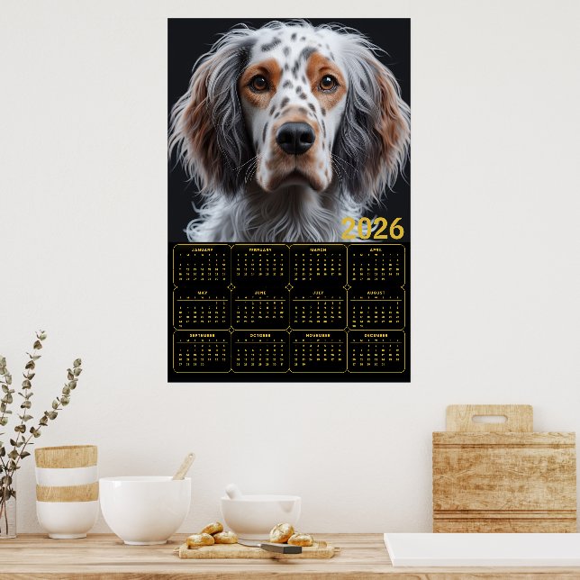 Eleganter English Setter 2026 Kalender Poster (Küche)