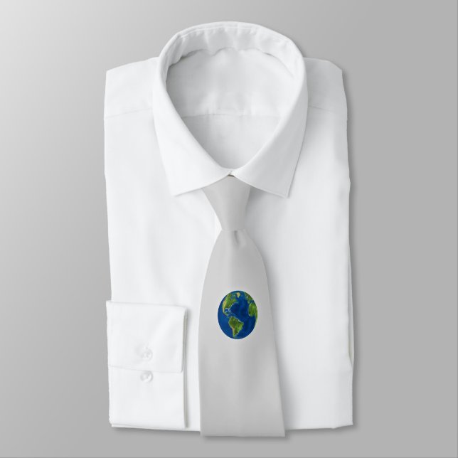 Eleganter Erdball auf Hellgrau Krawatte (Gebunden)