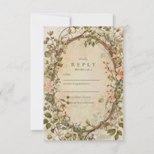 Eleganter Erdiger Boho-Blumenbogen Hochzeit RSVP Karte