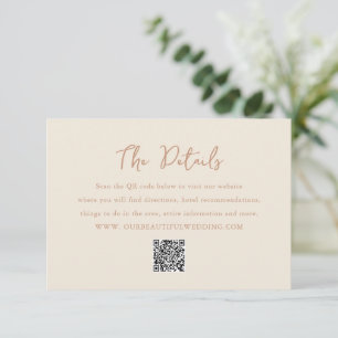 Eleganter, erdiger QR-Code Moderne Hochzeit Begleitkarte