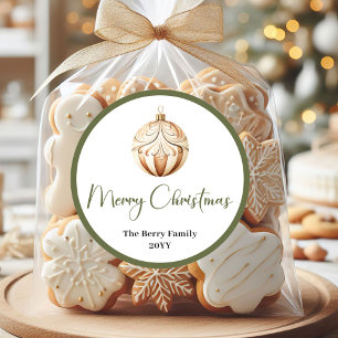 Eleganter erdiger Weihnachtsball-Familienname-Aufk Runder Aufkleber