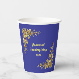 Eleganter Erntedank aus Gold und Burgund Pappbecher