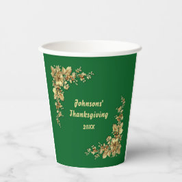 Eleganter Erntedank aus Gold und Burgund Pappbecher