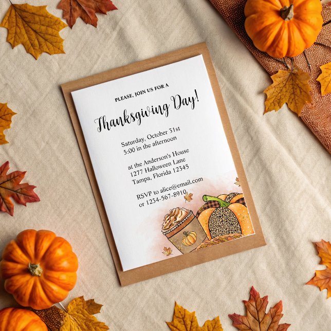 Eleganter Erntedank Day Einladung (Elegant Thanksgiving Day Invitation)