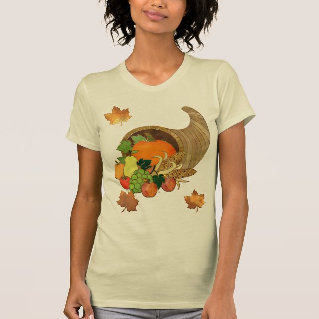 Eleganter Erntedank Mixed Media Cornucopia ALL T-Shirt (Vorderseite)