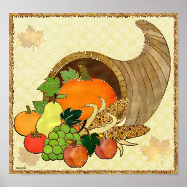 Eleganter Erntedank Mixed Media DECOR Poster (Vorne)
