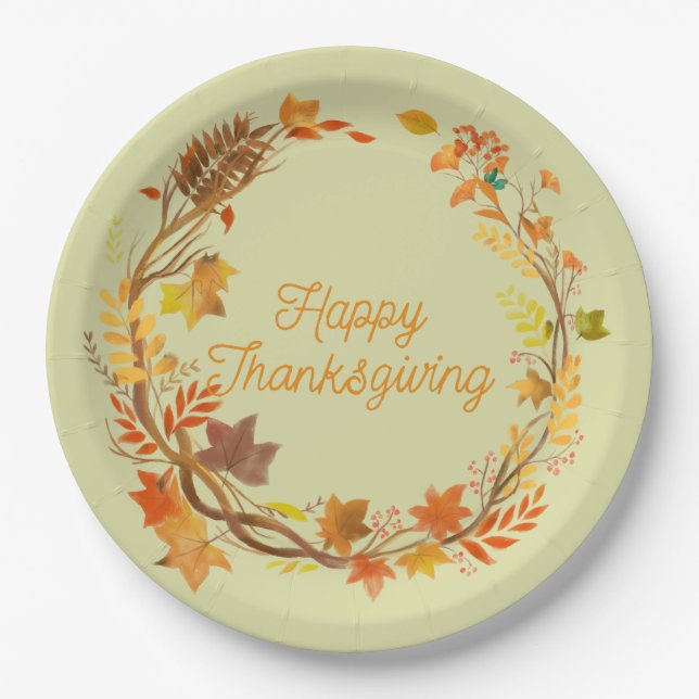 Eleganter Erntedank unterhaltsam Pappteller (Vorderseite)