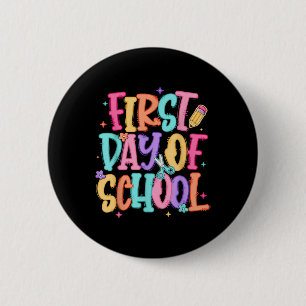 Eleganter erster Schultag Lehrer Mädchen Kinder Rü Button