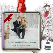 Eleganter Erster Weihnachten Verheiratet Foto-Schm