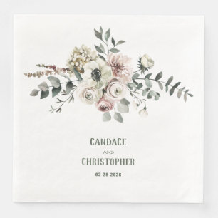 Eleganter Eukalyptus Blush Rose White Hydrangea Serviette
