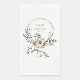 Eleganter Eukalyptus Blush White Floral Gold Rahme Serviette
