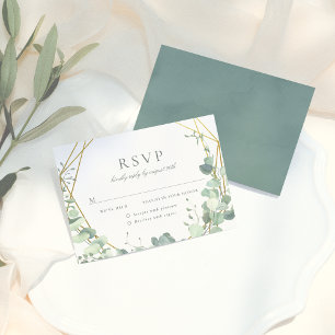 Eleganter Eukalyptus & Geometric Wedding RSVP