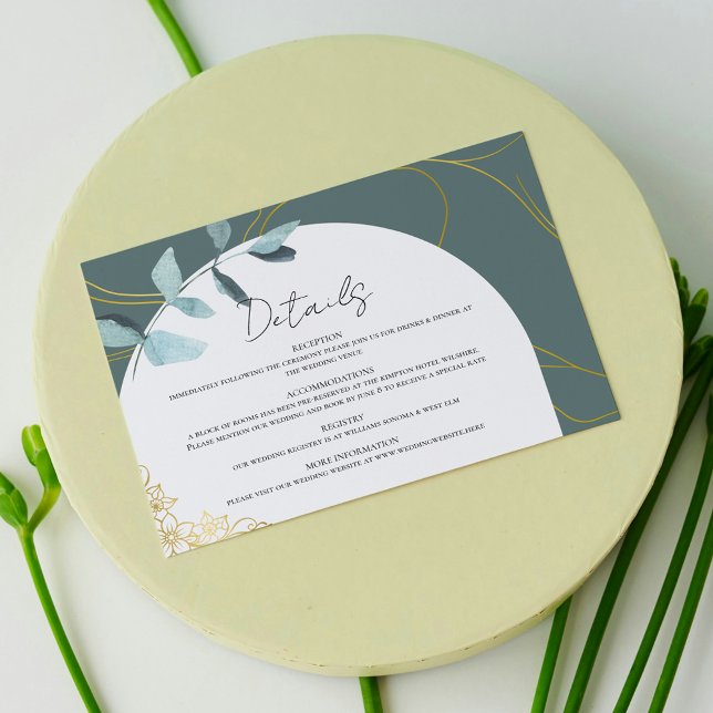 Eleganter Eukalyptus, Gold Akzente botanische Deta Begleitkarte (Von Creator hochgeladen)