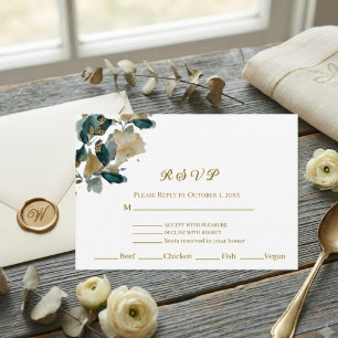 Eleganter Eukalyptus-Goldfolie-Botanischer Aquarel RSVP Karte
