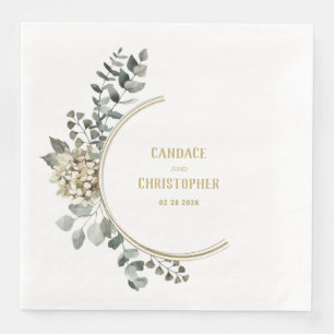 Eleganter Eukalyptus Halbwreath Gold Circle Frame Serviette